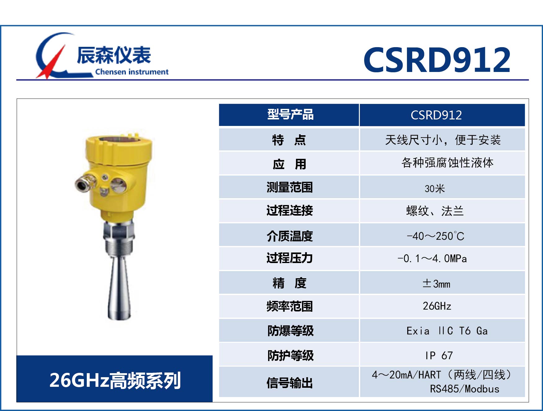 高頻雷達式物位計CSRD912
